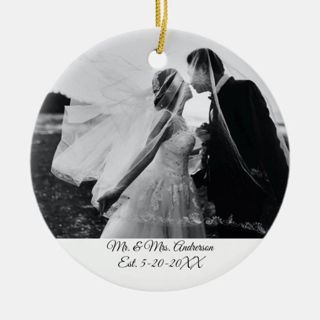 Adorno De Cerámica Navidades fotográficos Bodas personalizados (Frente)