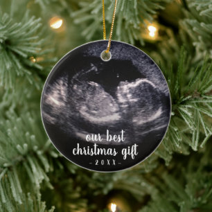 Adorno De Cerámica Navidades fotográficos de Blue Pregancy Revelan ul