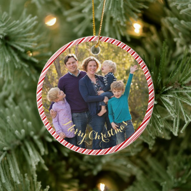 Adorno De Cerámica Navidades fotográficos de canas de golosinas blanc (Árbol)