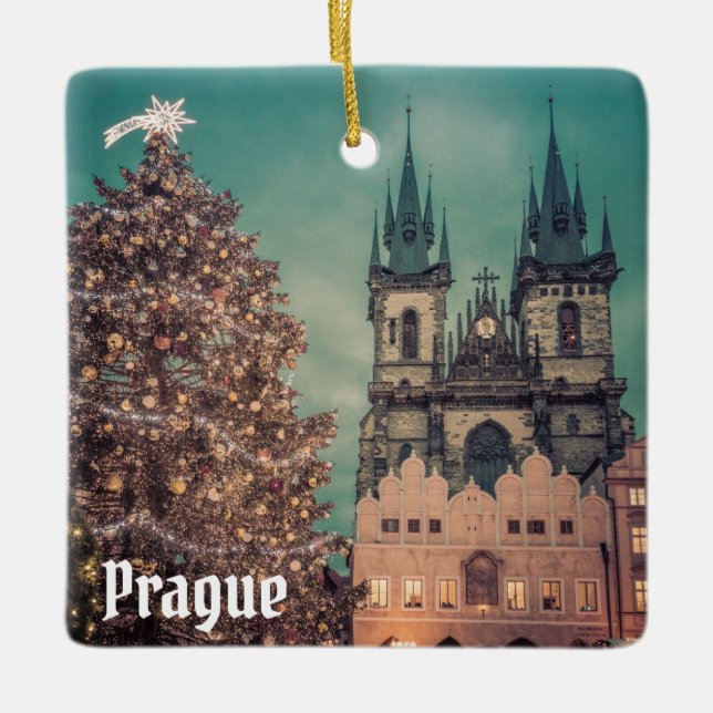 Adorno De Cerámica Navidades fotográficos de la ciudad vieja de Praga (Anverso)