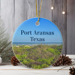 Adorno De Cerámica Navidades fotográficos de Port Aransas Texas Beach<br><div class="desc">Bonita fotografía oceánica del césped de playa de Port Aransas y dunas de arena en Texas. Un gran regalo de Navidad para un texano que ama la isla de Mustang en verano. Fotografía de un viaje a la costa en un hermoso día.</div>