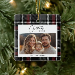 Adorno De Cerámica Navidades fotográficos de Tartán Plaid