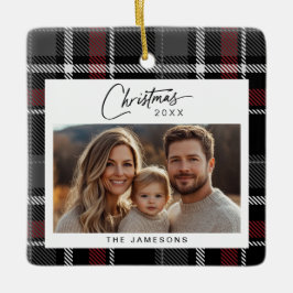 Adorno De Cerámica Navidades fotográficos de Tartán Plaid