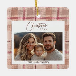 Adorno De Cerámica Navidades fotográficos de Tartán Plaid