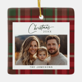 Adorno De Cerámica Navidades fotográficos de Tartán Plaid