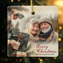 Adorno De Cerámica Navidades fotográficos de Vintage Holly Berries Be