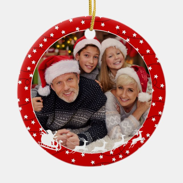 Adorno De Cerámica Navidades fotográficos del patrón de las luces de  (Frente)