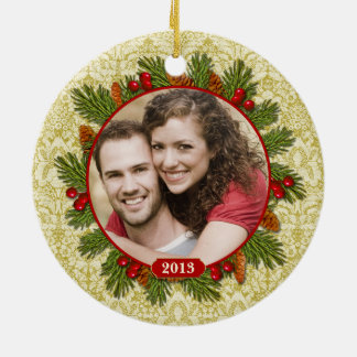 Adorno De Cerámica Navidades fotográficos familiares de Pine Cones Ho