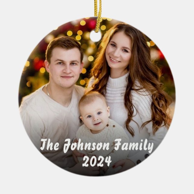Adorno De Cerámica Navidades fotográficos familiares personalizados (Frente)