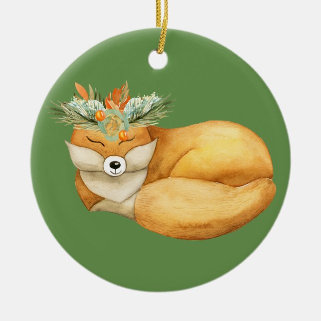 Adorno De Cerámica Navidades Fox (Frente)