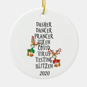 Adorno De Cerámica Navidades Funny Reindeer Names Covid 2020