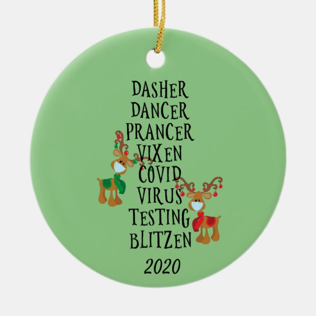 Adorno De Cerámica Navidades Funny Reindeer Names Covid 2020 (Frente)