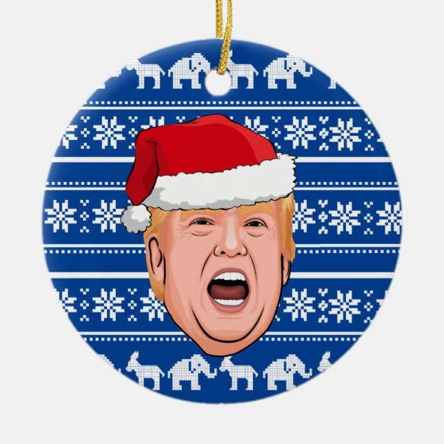 Adorno De Cerámica Navidades furiosos de Donald Trump (Frente)
