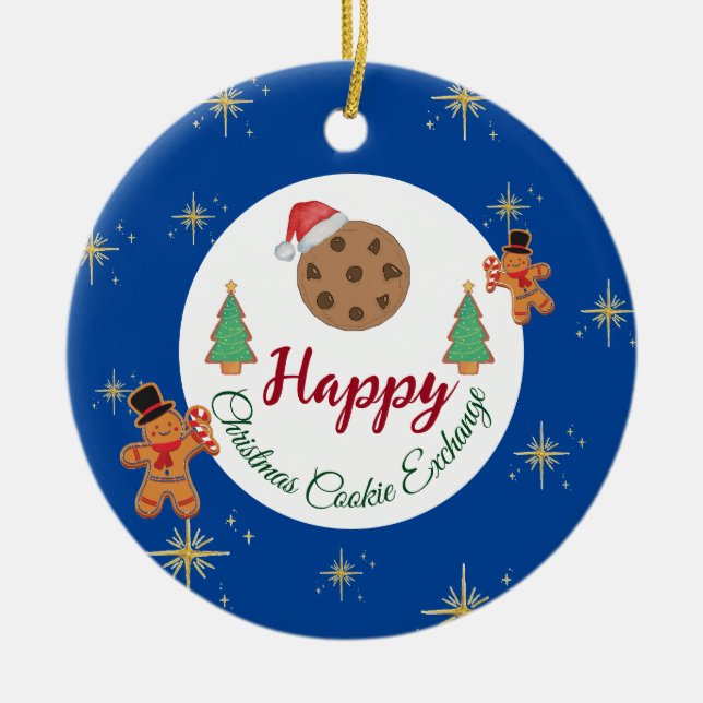 Adorno De Cerámica Navidades galletas intercambian pan de jengibre az (Frente)