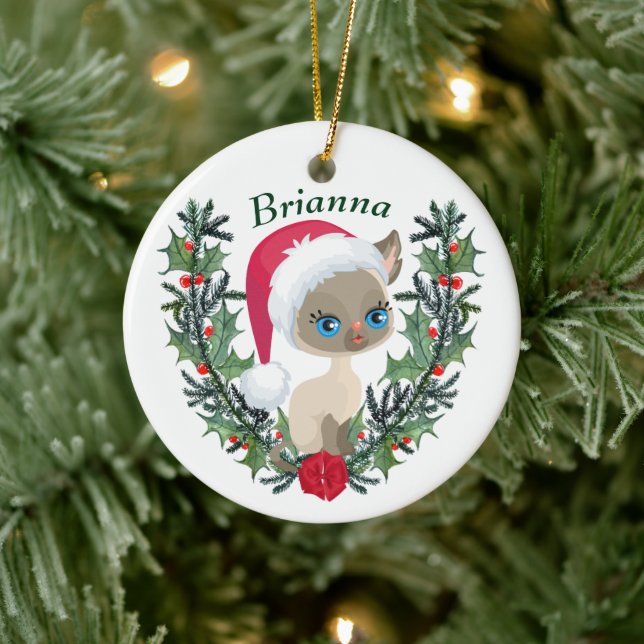 Adorno De Cerámica Navidades gatitos curas siameses (Árbol)
