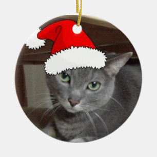 Adorno De Cerámica Navidades gatos azules rusos