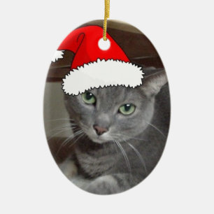 Adorno De Cerámica Navidades gatos azules rusos