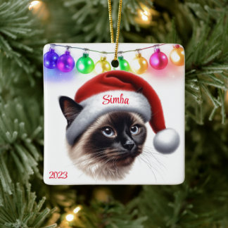 Adorno De Cerámica Navidades gatos de Siamese