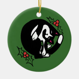 Adorno De Cerámica Navidades gatos de Tuxedo