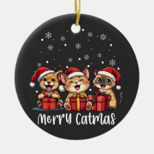 Adorno De Cerámica Navidades Gatos Kitty Cats Feliz Navidad