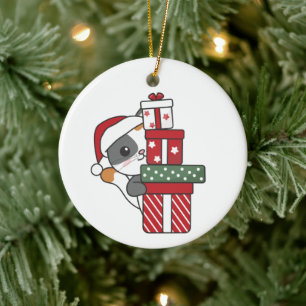 Adorno De Cerámica Navidades Gatos Regalo Animales De Invierno Gatos