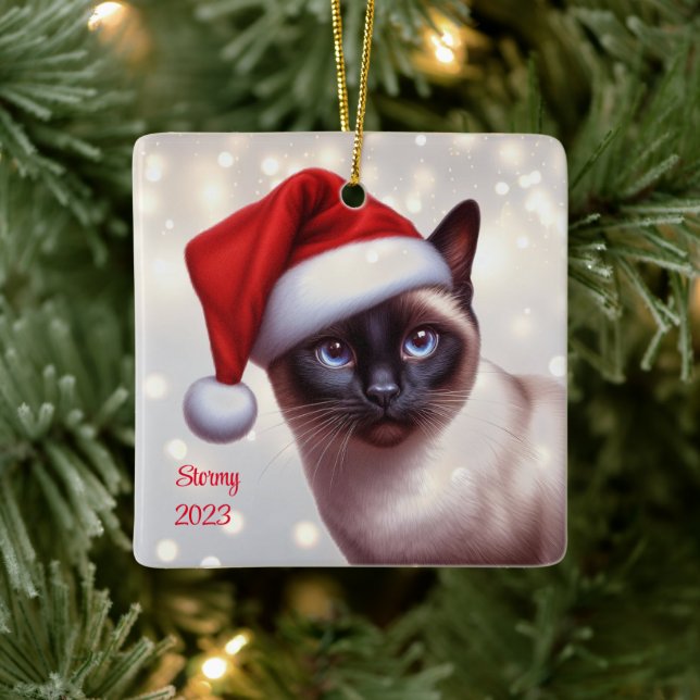 Adorno De Cerámica Navidades gatos siameses de vacaciones (Árbol)