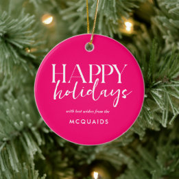 Adorno De Cerámica Navidades geométricos modernos rosados