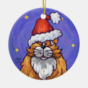 Adorno De Cerámica Navidades Ginger Cat