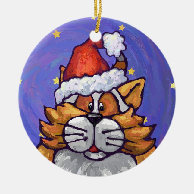 Adorno De Cerámica Navidades Ginger Cat (Frente)