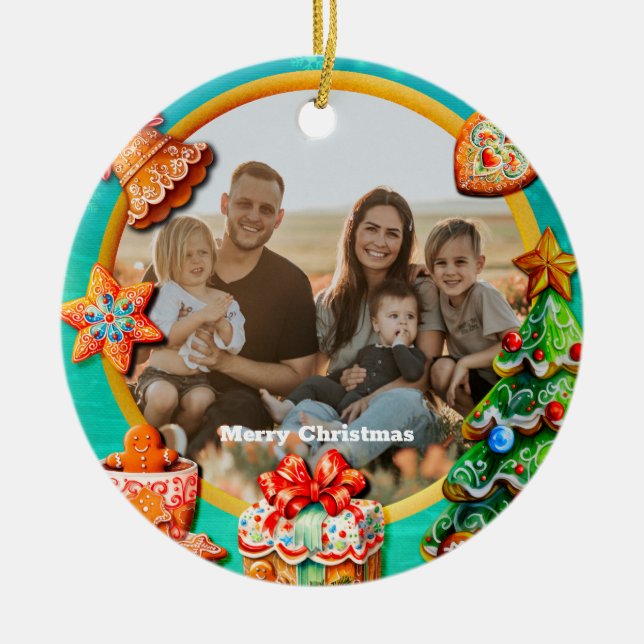 Adorno De Cerámica Navidades Gingerbread Candy House y Año Nuevo (Frente)