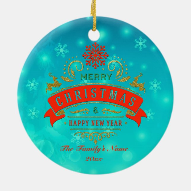 Adorno De Cerámica Navidades Gingerbread Candy House y Año Nuevo (Atrás)