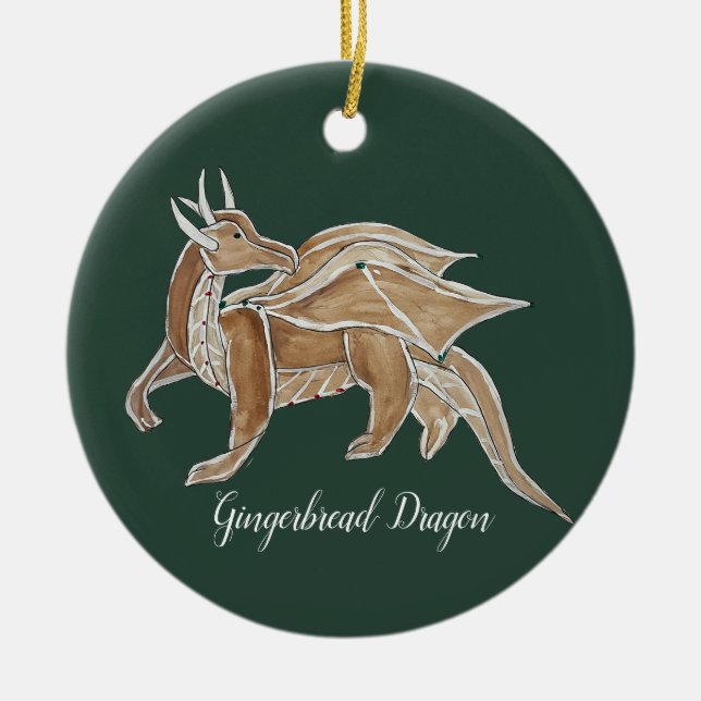 Adorno De Cerámica Navidades Gingerbread Dragon. (Frente)
