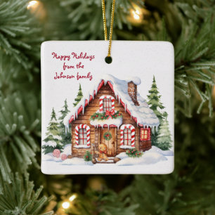 Adorno De Cerámica Navidades Gingerbread House En Nieve