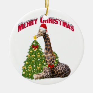 Adorno De Cerámica Navidades Giraffe