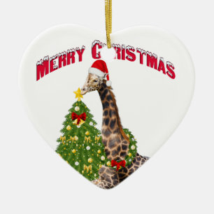 Adorno De Cerámica Navidades Giraffe
