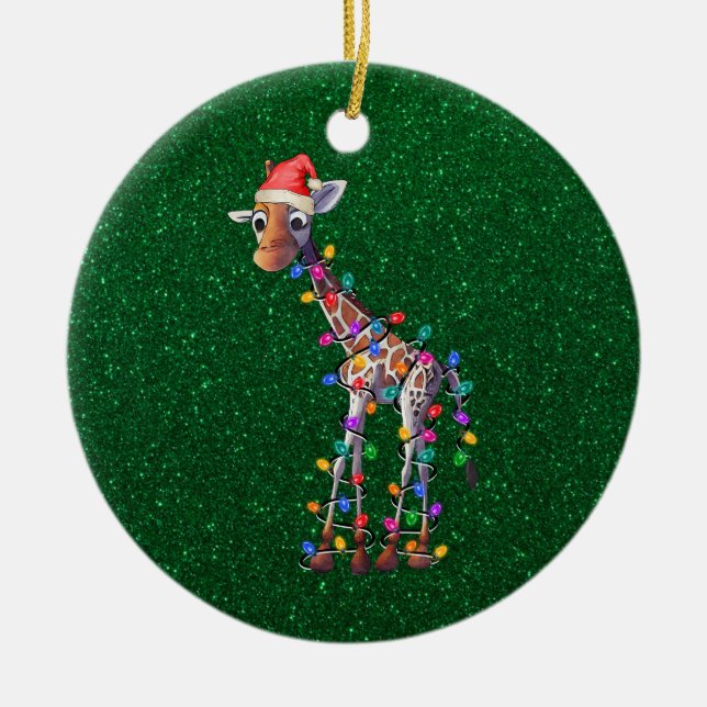 Adorno De Cerámica Navidades Giraffe Ornament (Frente)