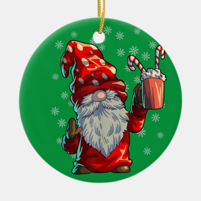 Adorno De Cerámica Navidades Gnome Camisas Hombres Mujeres Búfalo Roj (Frente)