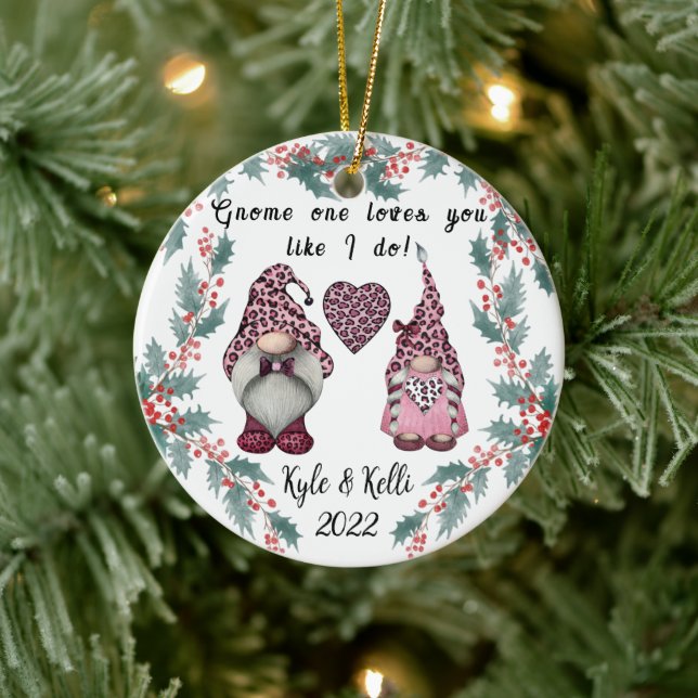 Adorno De Cerámica Navidades Gnome Pareja Personalizada (Árbol)