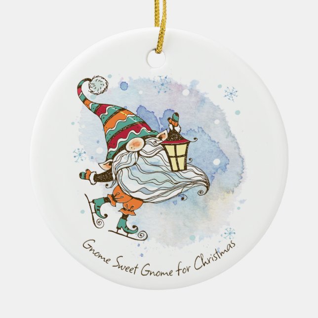 Adorno De Cerámica Navidades Gnome Personalizados Nórdicos (Frente)