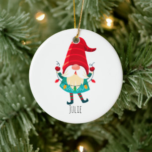 Adorno De Cerámica Navidades Gnome portando Navidades Luces