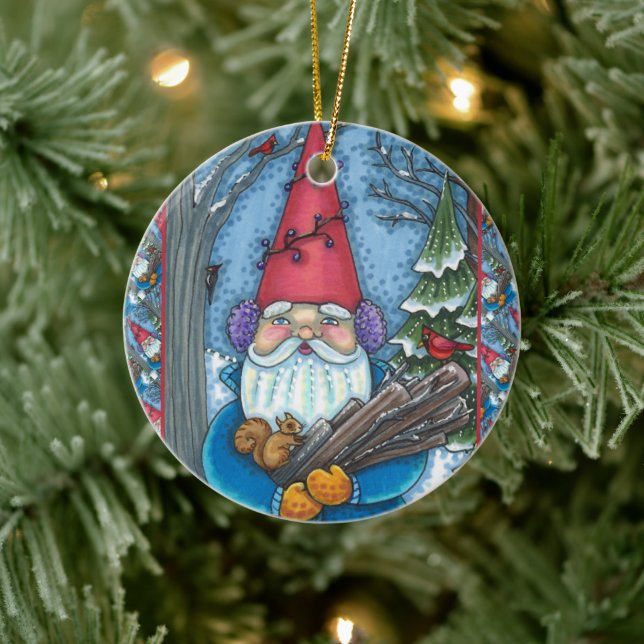 ADORNO DE CERÁMICA NAVIDADES GNOME, SQUIRREL, WOODPECKER Y CARDINAL (Árbol)