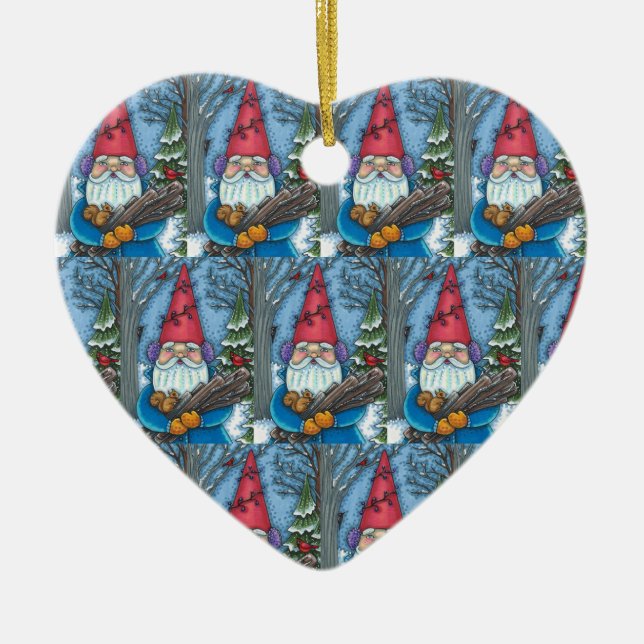 ADORNO DE CERÁMICA NAVIDADES GNOME, SQUIRREL, WOODPECKER Y CARDINAL (Frente)