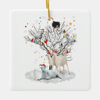 Adorno De Cerámica Navidades Goat On Tree Funny Santa Goat Lover Rega