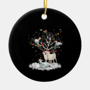 Adorno De Cerámica Navidades Goat On Tree Funny Santa Goat Lover Rega