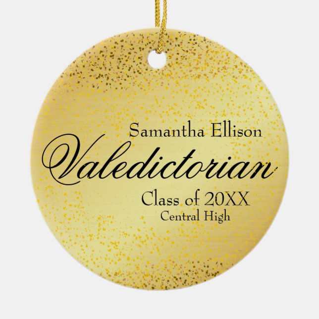 Adorno De Cerámica Navidades Gold Valedictorian personalizadas (Frente)