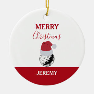 Adorno De Cerámica Navidades Golf Ball Sports Nombre personalizado