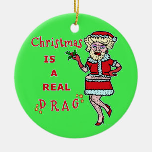 Adorno De Cerámica Navidades graciosos, Bah Humbug Santa, arrastrado