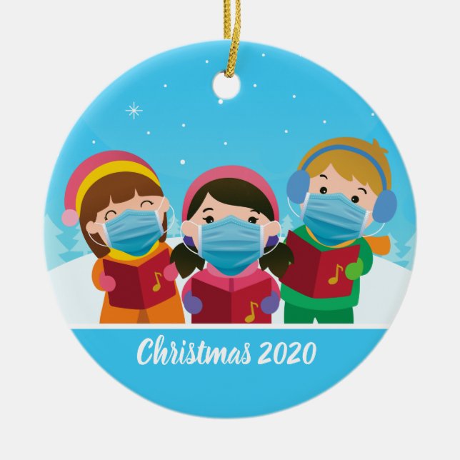 Adorno De Cerámica Navidades graciosos cantan en máscara facial (Frente)