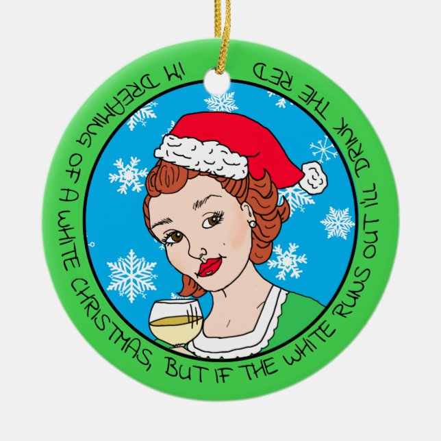 Adorno De Cerámica Navidades Graciosos De Humor Vino Retro Lady (Frente)