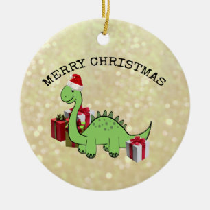 Adorno De Cerámica Navidades graciosos de Santa dinosauria